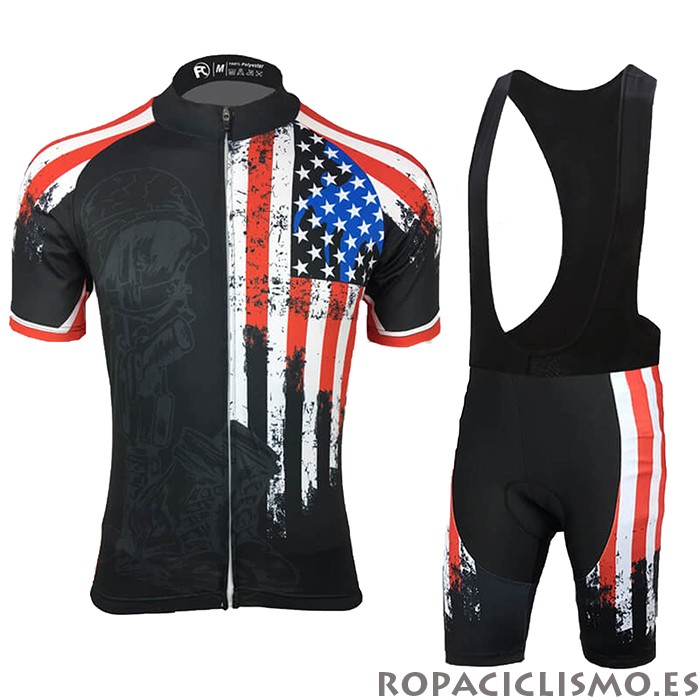 2021 Maillot USA Tirantes Mangas Cortas Negro